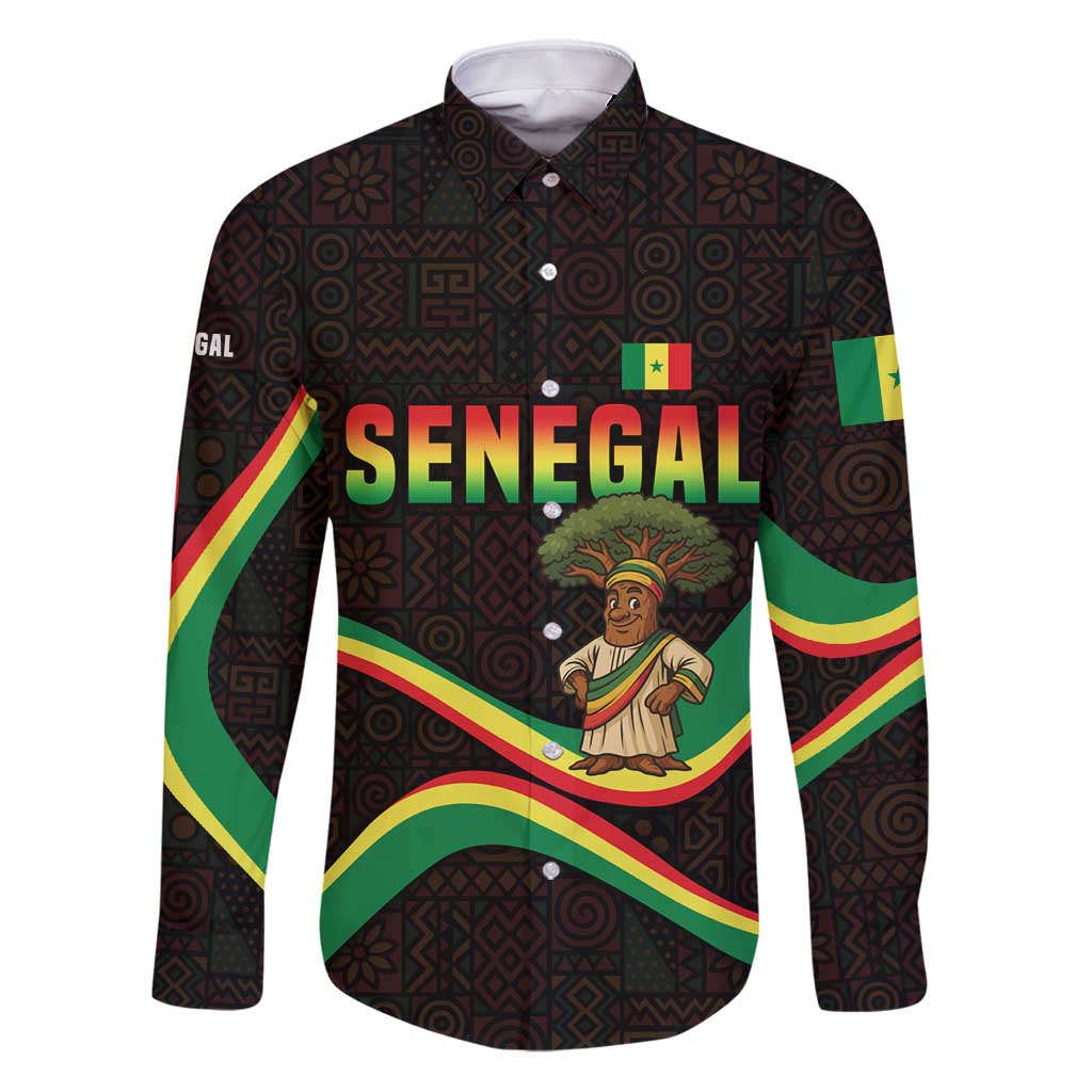 Senegal Tribal Pattern Family Matching Puletasi and Hawaiian Shirt Baobab Character and Red Yellow Green Flag Theme Design - Wonder Print Shop