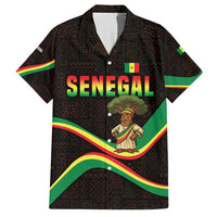 Senegal Tribal Pattern Family Matching Short Sleeve Bodycon Dress and Hawaiian Shirt Baobab Character and Red Yellow Green Flag Theme Design - Wonder Print Shop