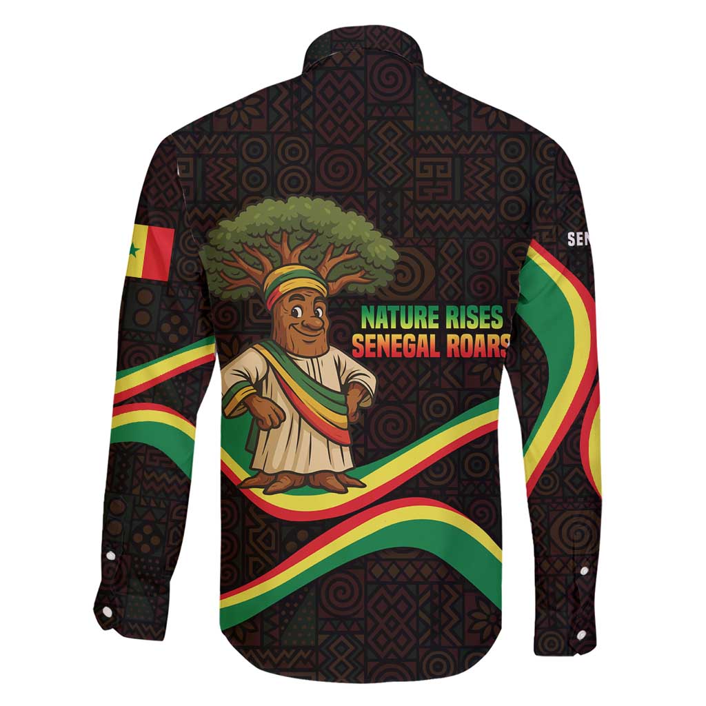 Senegal Tribal Pattern Family Matching Short Sleeve Bodycon Dress and Hawaiian Shirt Baobab Character and Red Yellow Green Flag Theme Design - Wonder Print Shop