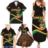Senegal Tribal Pattern Family Matching Summer Maxi Dress and Hawaiian Shirt Baobab Character and Red Yellow Green Flag Theme Design - Wonder Print Shop