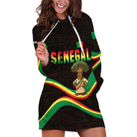 Senegal Tribal Pattern Hoodie Dress Baobab Character and Red Yellow Green Flag Theme Design - Wonder Print Shop