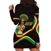 Senegal Tribal Pattern Hoodie Dress Baobab Character and Red Yellow Green Flag Theme Design - Wonder Print Shop