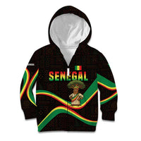 Senegal Tribal Pattern Kid Hoodie Baobab Character and Red Yellow Green Flag Theme Design - Wonder Print Shop