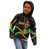 Senegal Tribal Pattern Kid Hoodie Baobab Character and Red Yellow Green Flag Theme Design - Wonder Print Shop