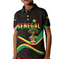 Senegal Tribal Pattern Kid Polo Shirt Baobab Character and Red Yellow Green Flag Theme Design - Wonder Print Shop