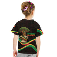 Senegal Tribal Pattern Kid T Shirt Baobab Character and Red Yellow Green Flag Theme Design - Wonder Print Shop