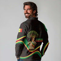 Senegal Tribal Pattern Long Sleeve Polo Shirt Baobab Character and Red Yellow Green Flag Theme Design - Wonder Print Shop