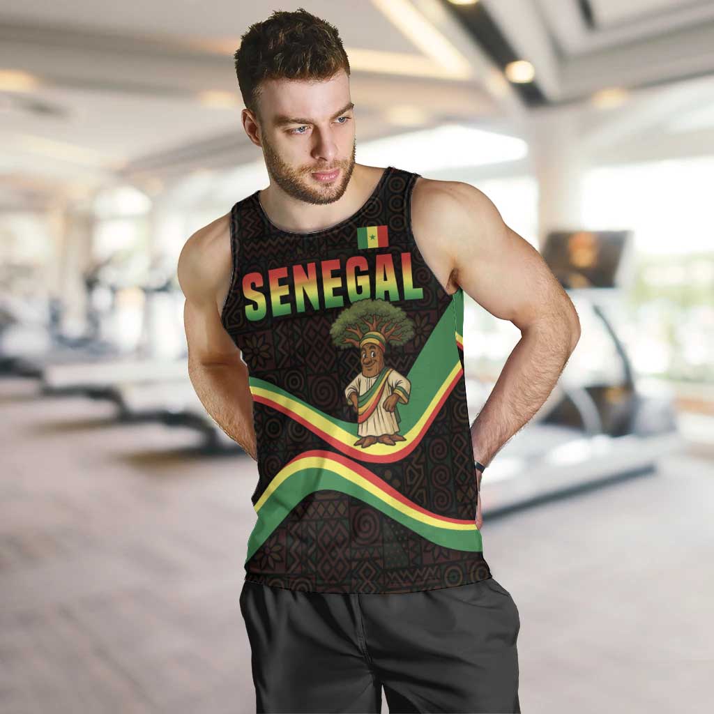 Senegal Tribal Pattern Men Tank Top Baobab Character and Red Yellow Green Flag Theme Design - Wonder Print Shop