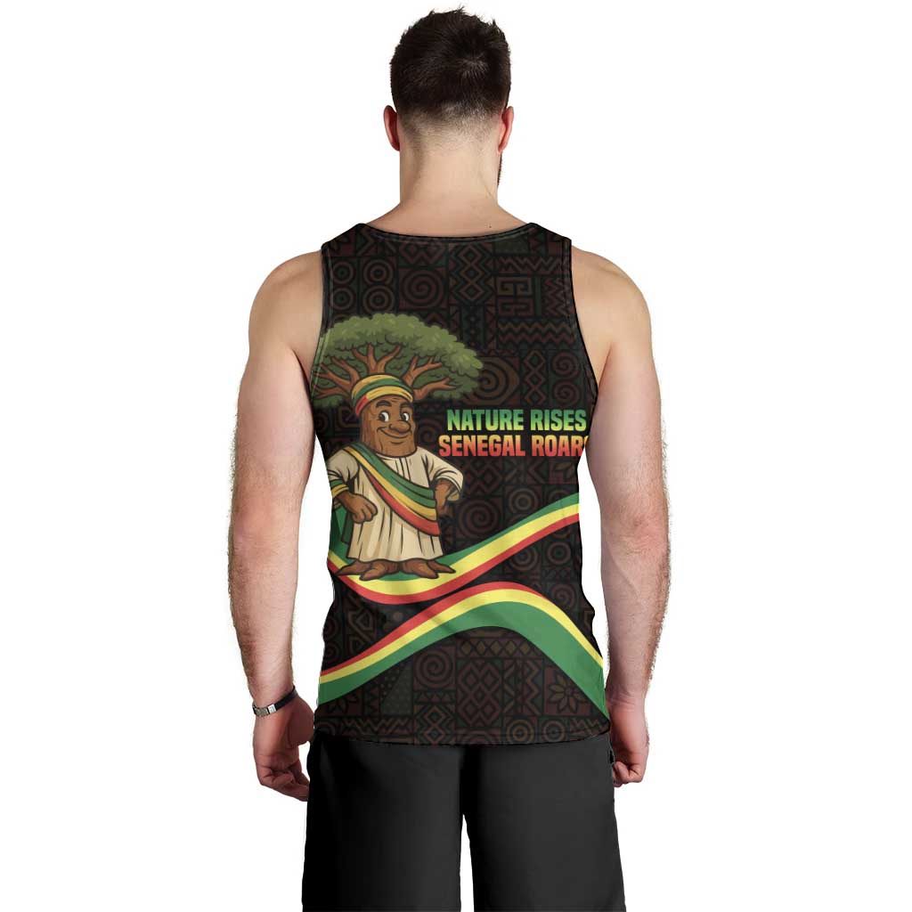Senegal Tribal Pattern Men Tank Top Baobab Character and Red Yellow Green Flag Theme Design - Wonder Print Shop