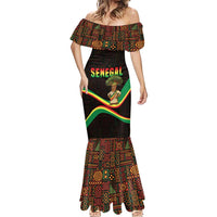 Senegal Tribal Pattern Mermaid Dress Baobab Character and Red Yellow Green Flag Theme Design - Wonder Print Shop