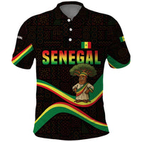 Senegal Tribal Pattern Polo Shirt Baobab Character and Red Yellow Green Flag Theme Design - Wonder Print Shop