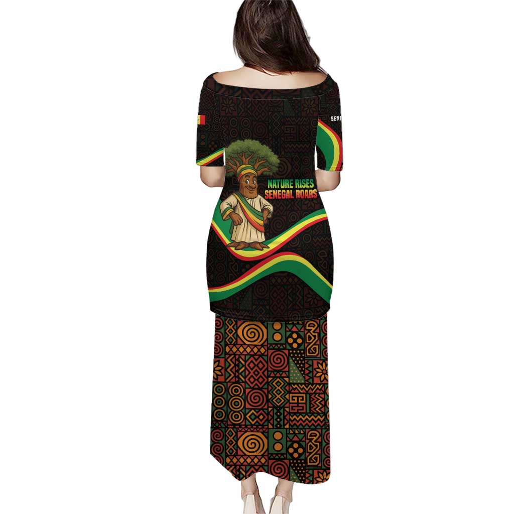 Senegal Tribal Pattern Puletasi Baobab Character and Red Yellow Green Flag Theme Design - Wonder Print Shop