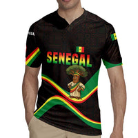 Senegal Tribal Pattern Rugby Jersey Baobab Character and Red Yellow Green Flag Theme Design - Wonder Print Shop