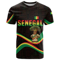 Senegal Tribal Pattern T Shirt Baobab Character and Red Yellow Green Flag Theme Design - Wonder Print Shop