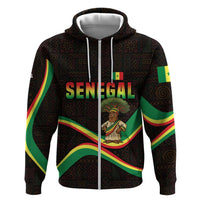Senegal Tribal Pattern Zip Hoodie Baobab Character and Red Yellow Green Flag Theme Design - Wonder Print Shop
