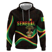 Senegal Tribal Pattern Zip Hoodie Baobab Character and Red Yellow Green Flag Theme Design - Wonder Print Shop