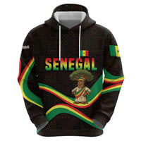 Senegal Tribal Pattern Zip Hoodie Baobab Character and Red Yellow Green Flag Theme Design - Wonder Print Shop