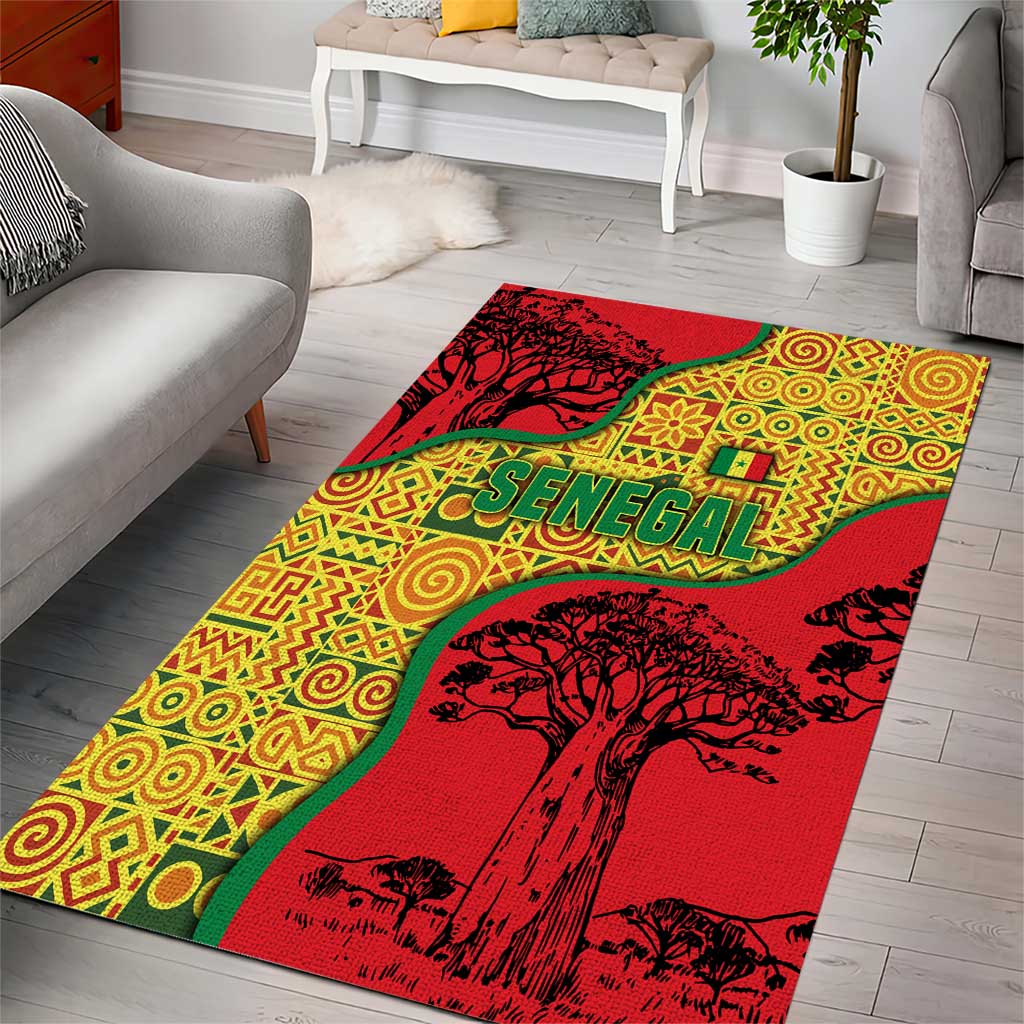 Senegal Area Rug with Baobab Tree and African Tribal Pattern Design - Wonder Print Shop