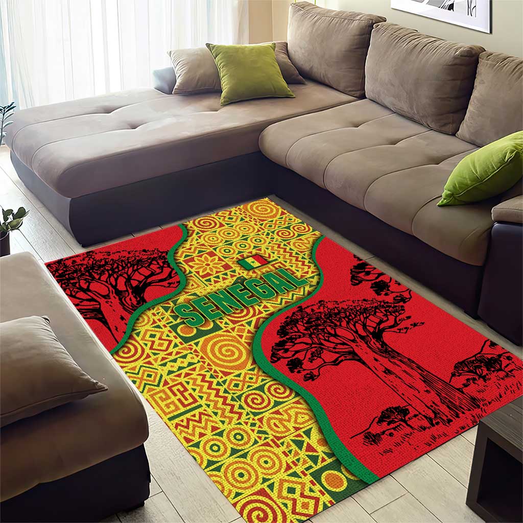 Senegal Area Rug with Baobab Tree and African Tribal Pattern Design - Wonder Print Shop