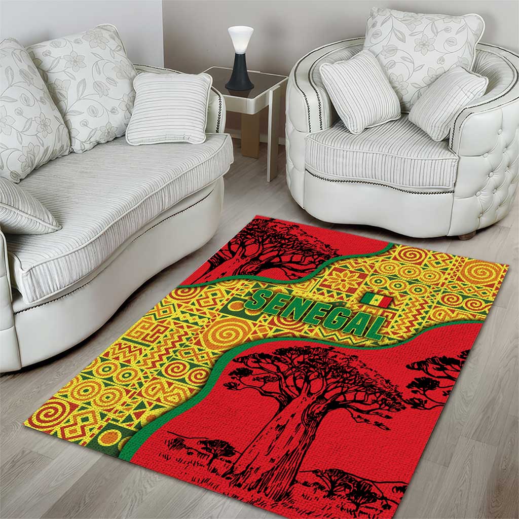 Senegal Area Rug with Baobab Tree and African Tribal Pattern Design - Wonder Print Shop