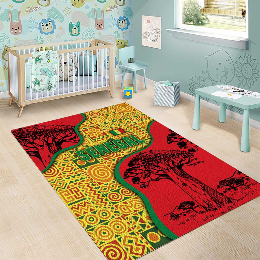 Senegal Area Rug with Baobab Tree and African Tribal Pattern Design - Wonder Print Shop