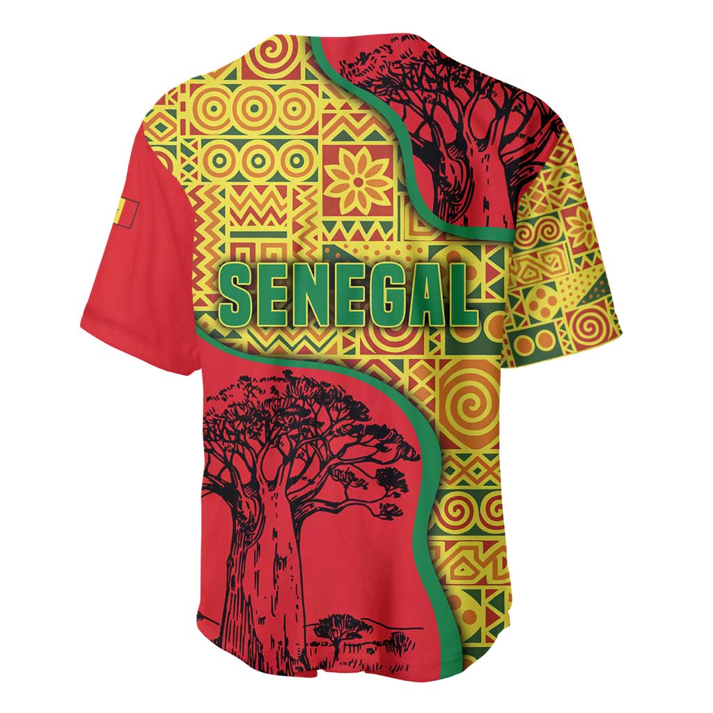 Senegal Baseball Jersey with Baobab Tree and African Tribal Pattern Design - Wonder Print Shop