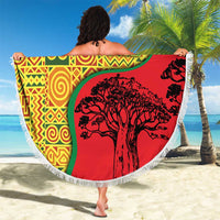 Senegal Beach Blanket with Baobab Tree and African Tribal Pattern Design - Wonder Print Shop