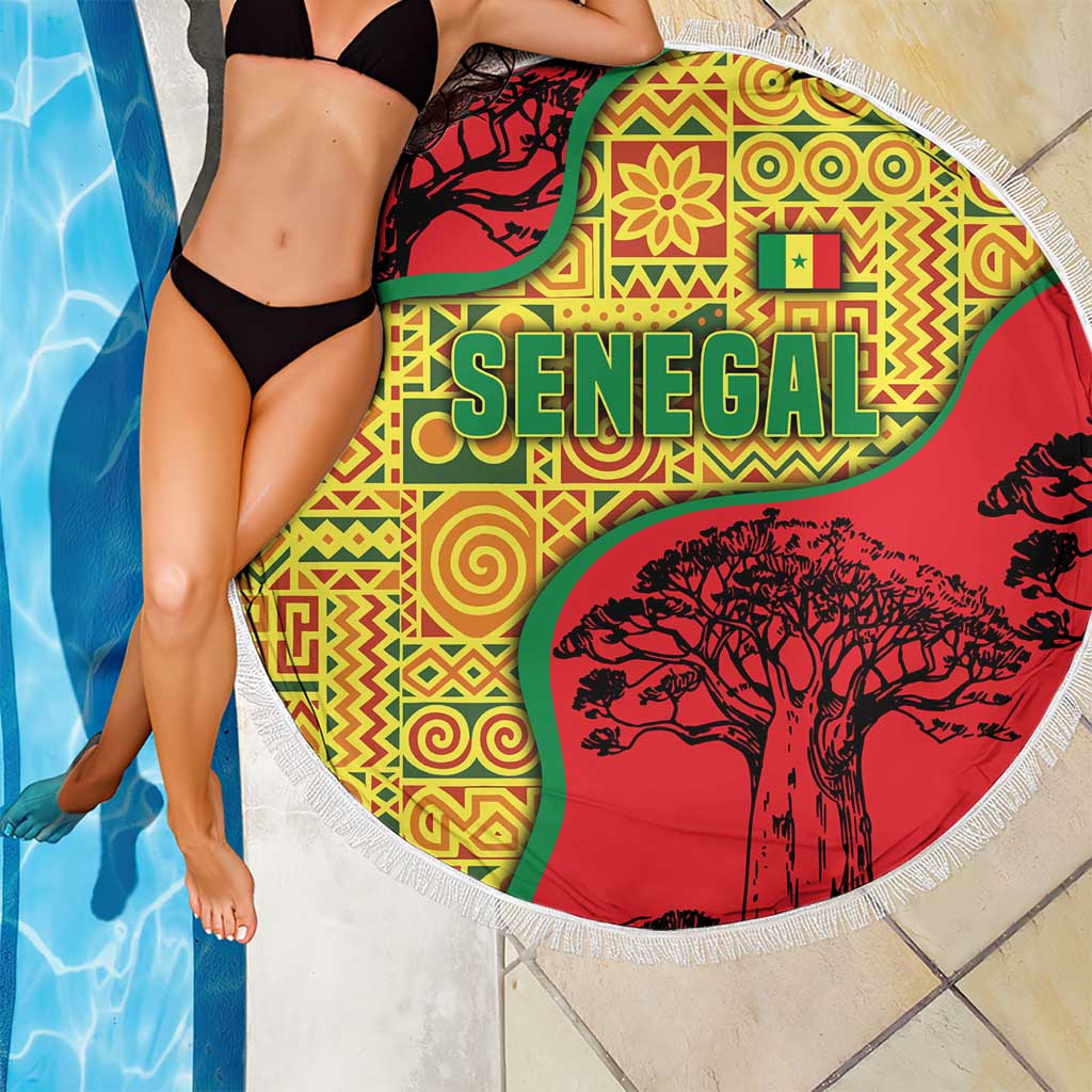 Senegal Beach Blanket with Baobab Tree and African Tribal Pattern Design - Wonder Print Shop