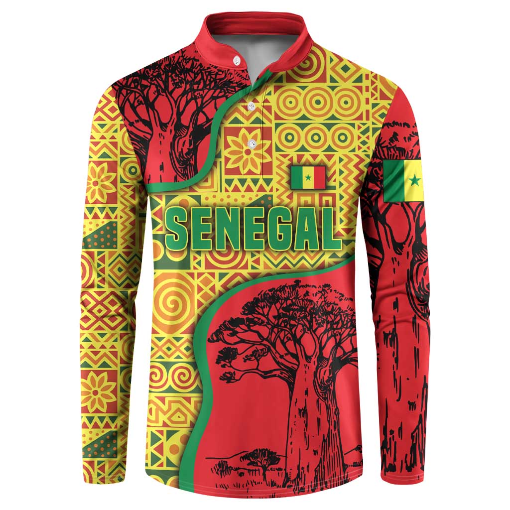 Senegal Button Sweatshirt with Baobab Tree and African Tribal Pattern Design - Wonder Print Shop