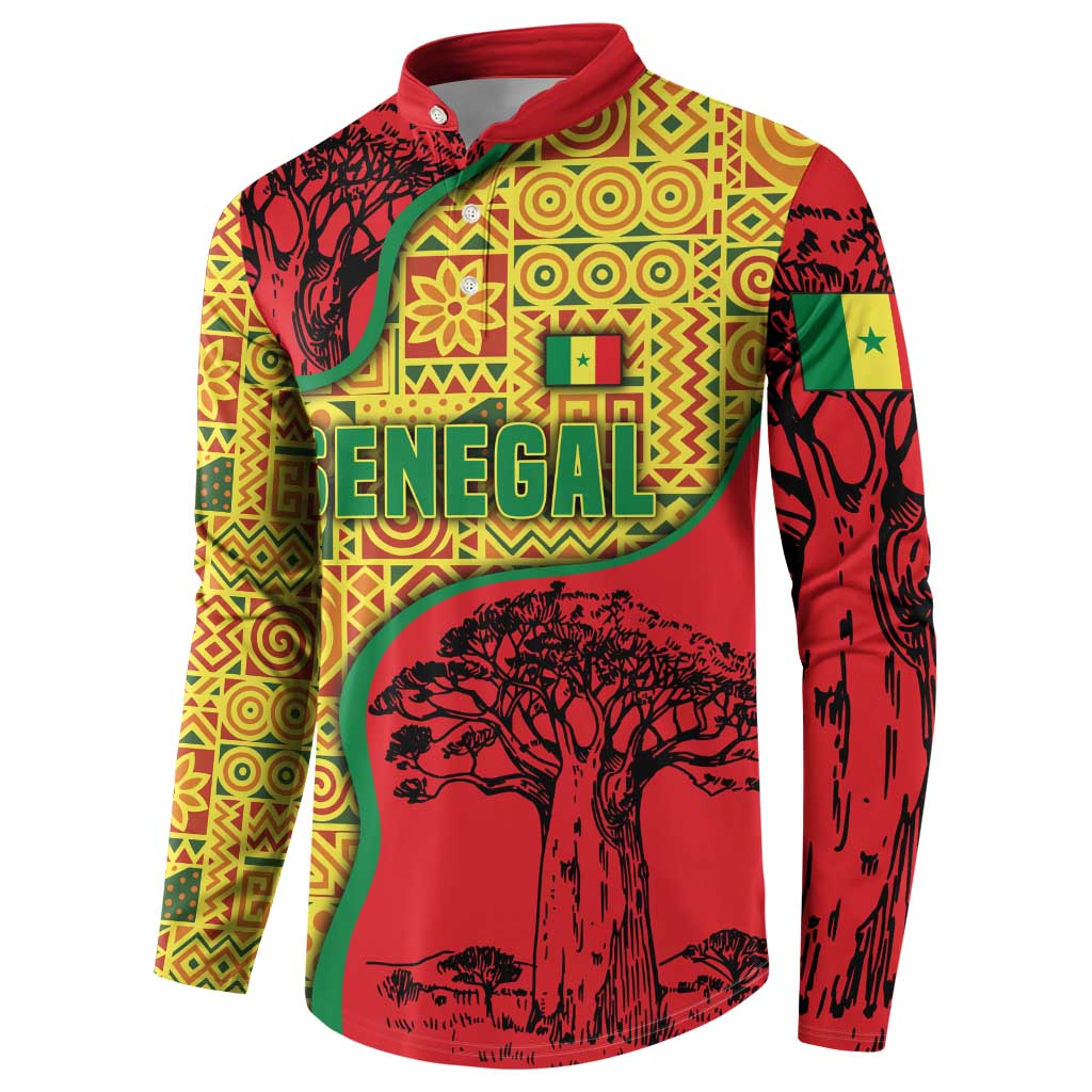 Senegal Button Sweatshirt with Baobab Tree and African Tribal Pattern Design - Wonder Print Shop