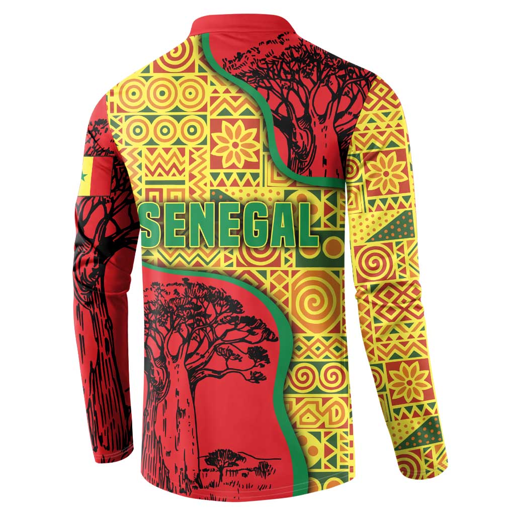 Senegal Button Sweatshirt with Baobab Tree and African Tribal Pattern Design - Wonder Print Shop