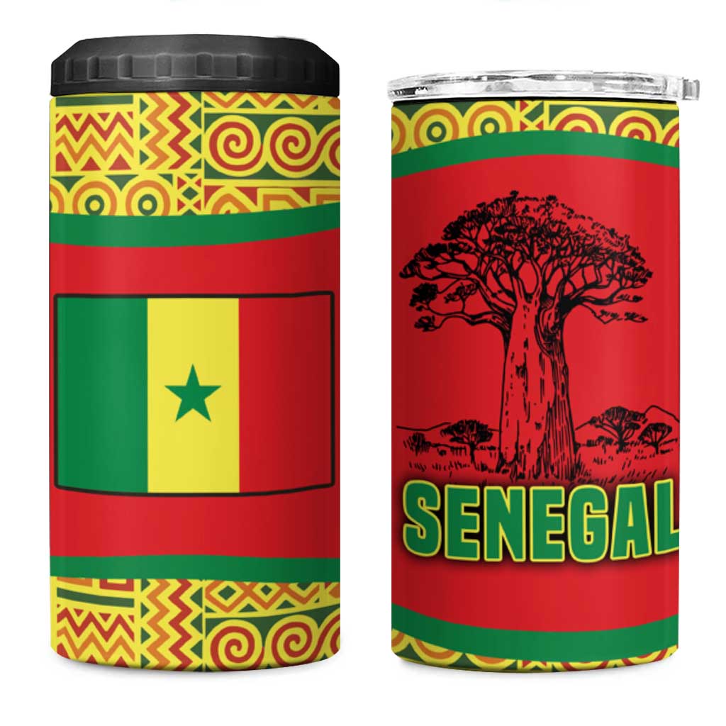 Senegal 4 in 1 Can Cooler Tumbler with Baobab Tree and African Tribal Pattern Design - Wonder Print Shop
