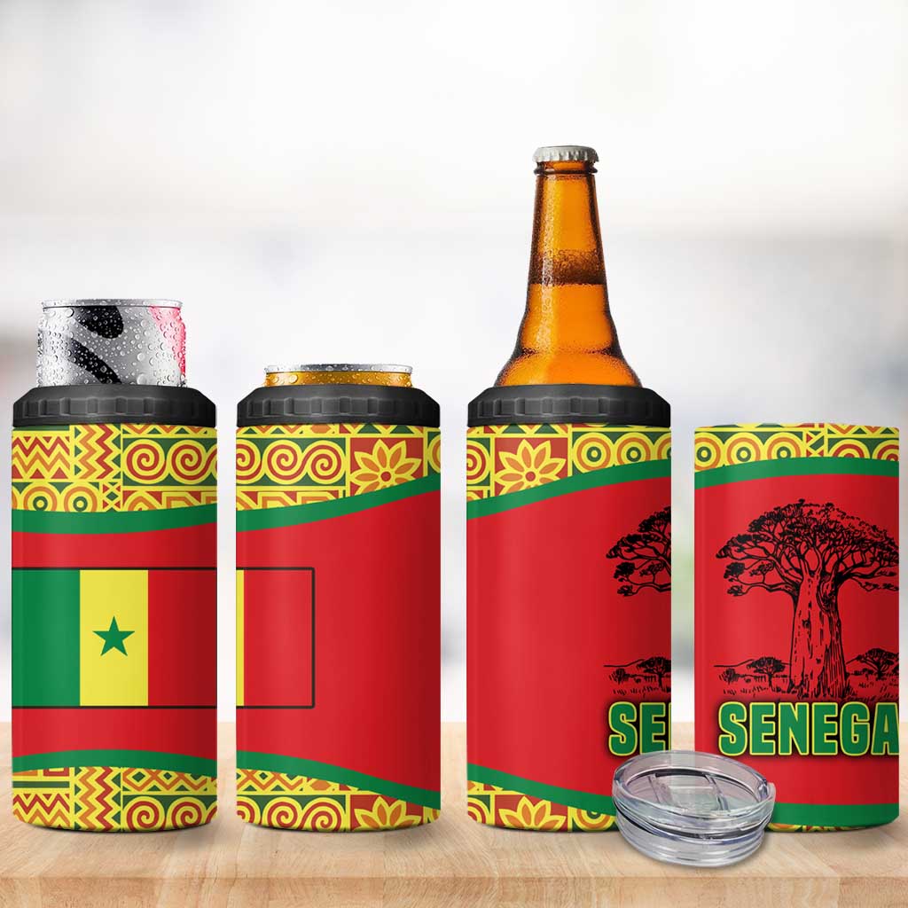 Senegal 4 in 1 Can Cooler Tumbler with Baobab Tree and African Tribal Pattern Design - Wonder Print Shop