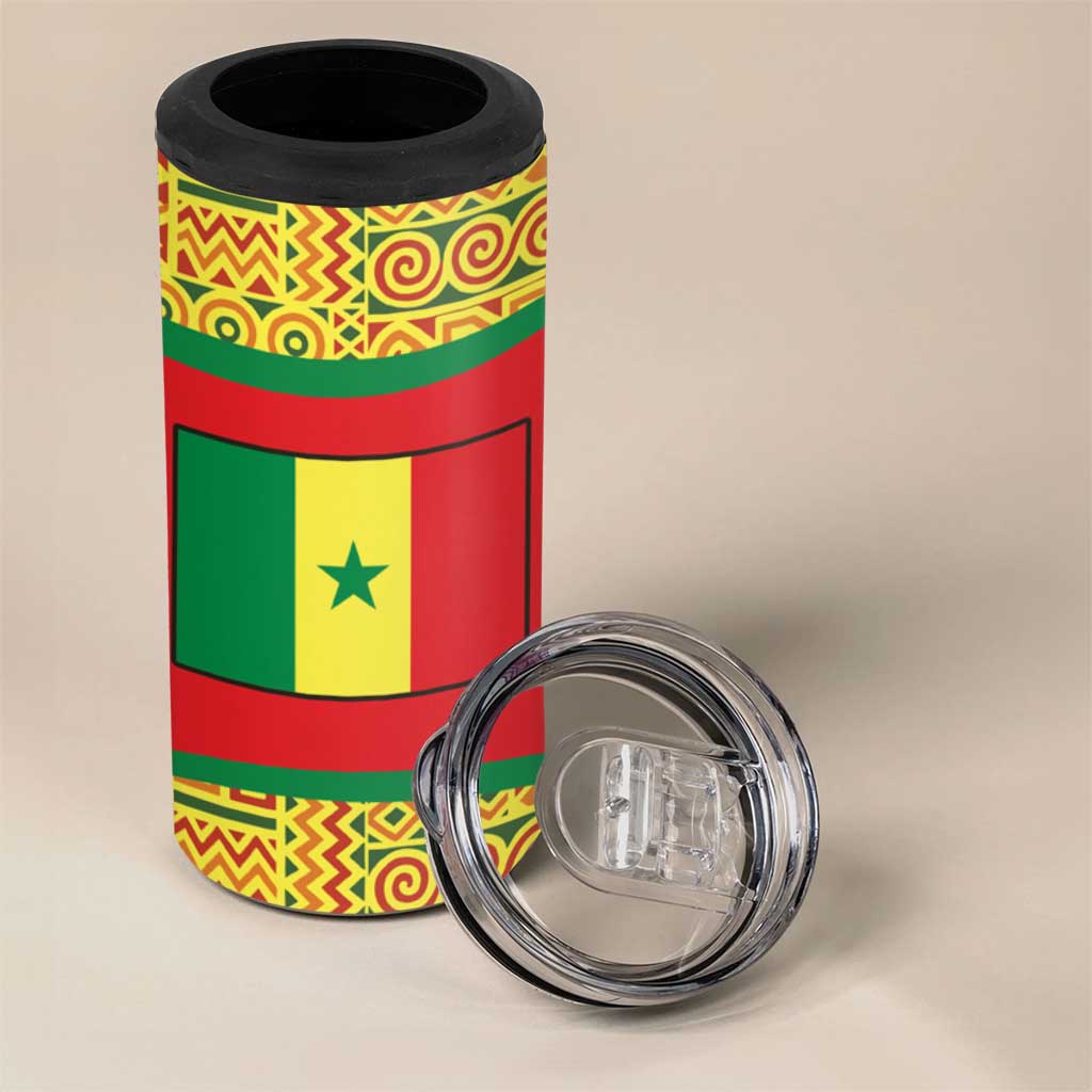Senegal 4 in 1 Can Cooler Tumbler with Baobab Tree and African Tribal Pattern Design - Wonder Print Shop