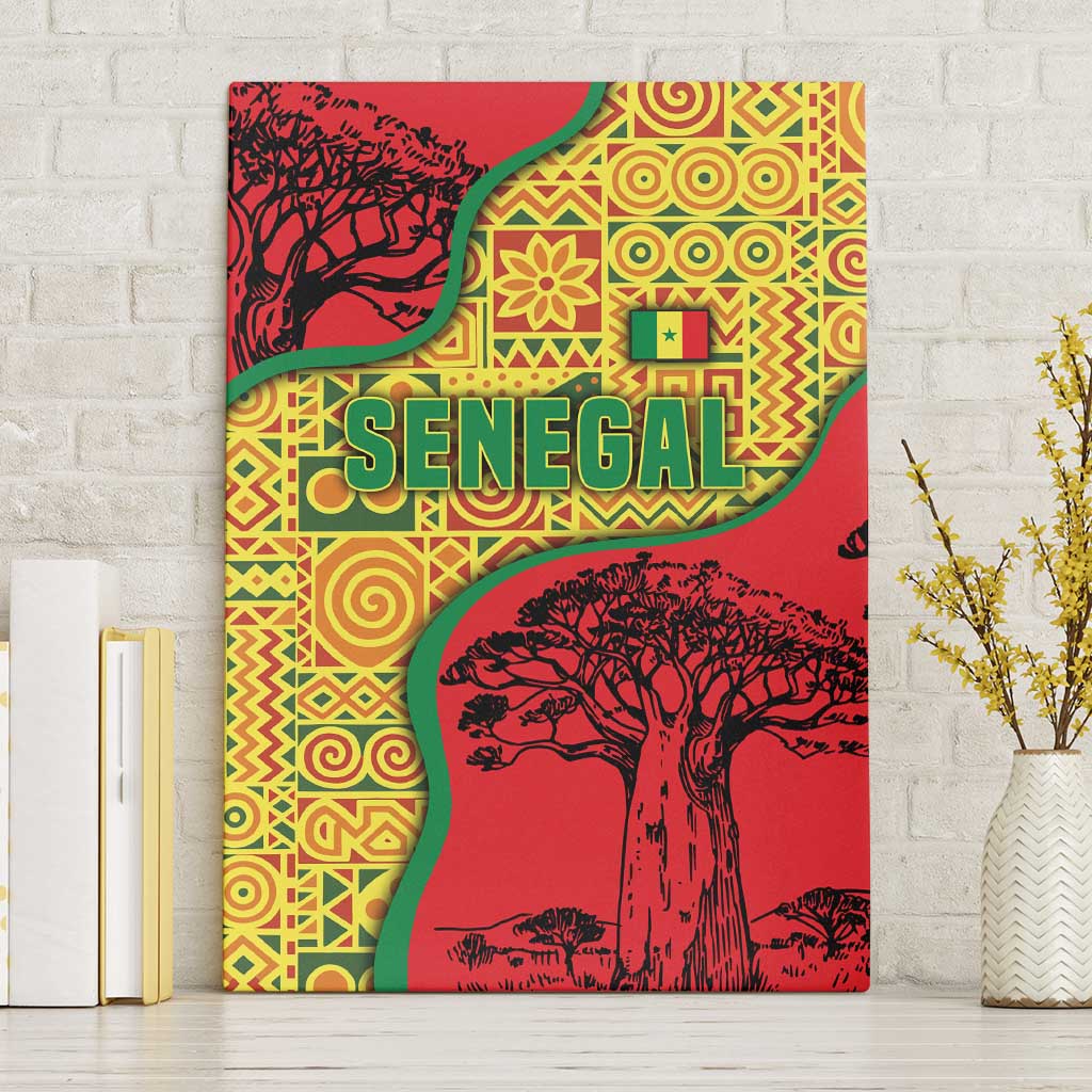 Senegal Canvas Wall Art with Baobab Tree and African Tribal Pattern Design - Wonder Print Shop