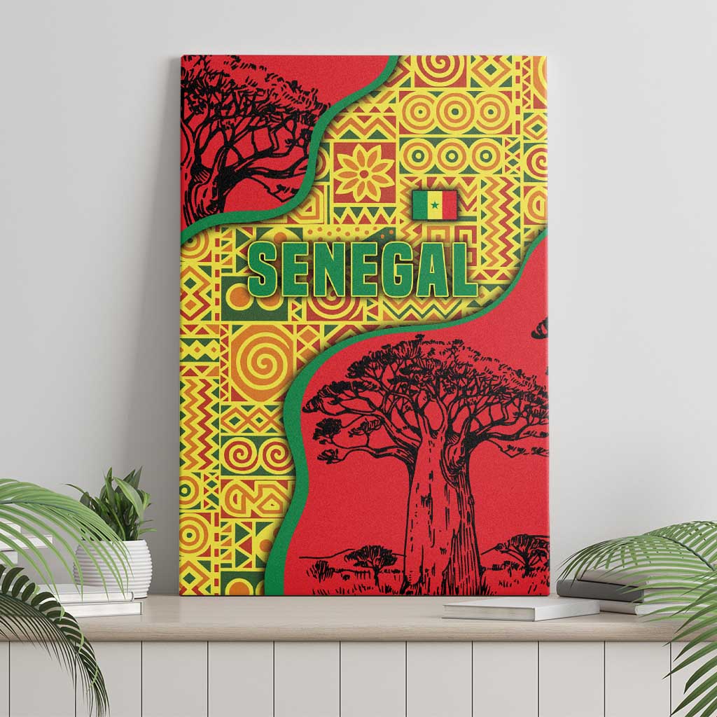 Senegal Canvas Wall Art with Baobab Tree and African Tribal Pattern Design - Wonder Print Shop