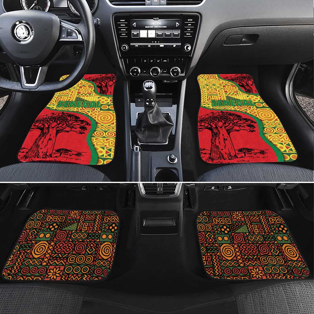 Senegal Car Mats with Baobab Tree and African Tribal Pattern Design - Wonder Print Shop