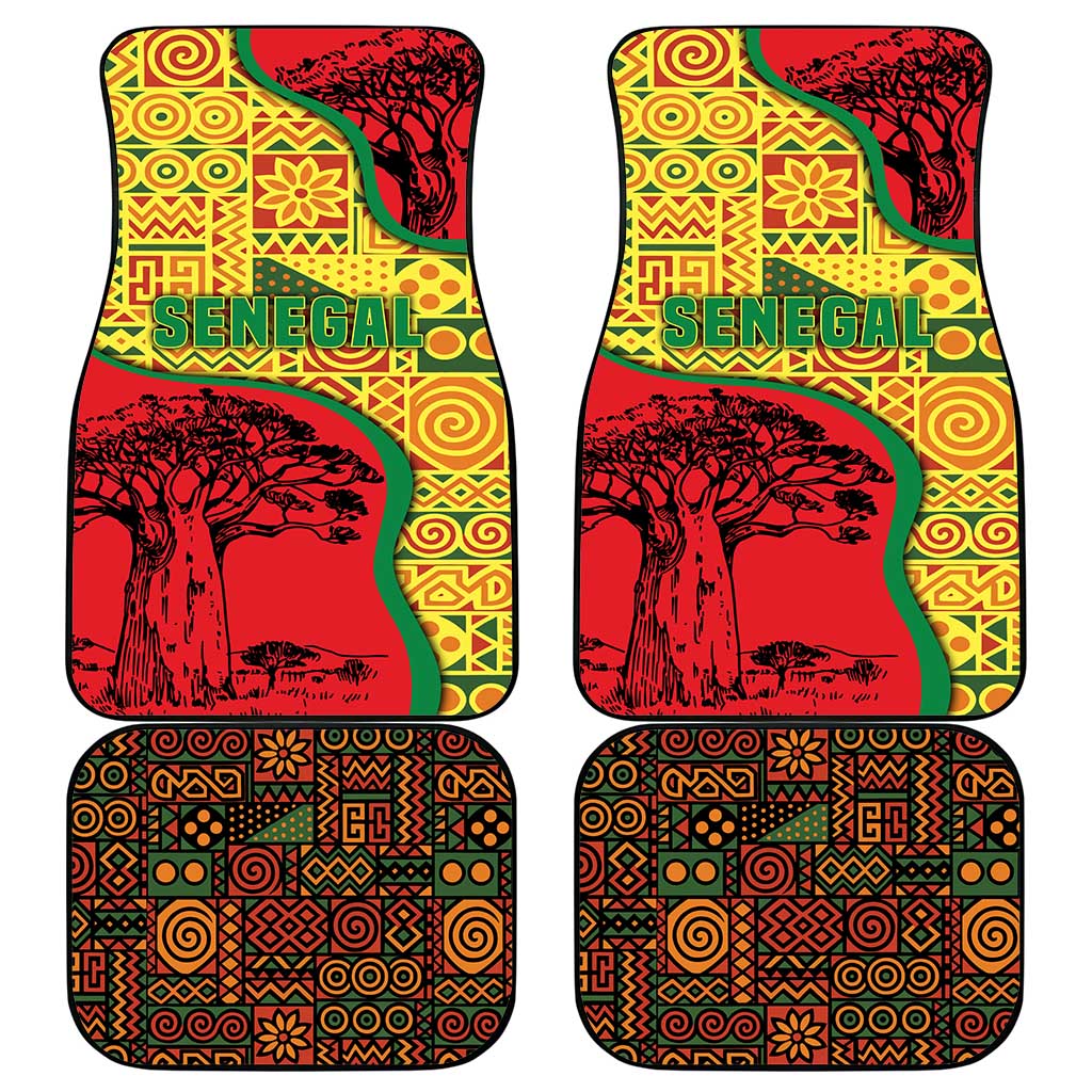 Senegal Car Mats with Baobab Tree and African Tribal Pattern Design - Wonder Print Shop