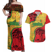 Senegal Couples Matching Off Shoulder Maxi Dress and Hawaiian Shirt with Baobab Tree and African Tribal Pattern Design - Wonder Print Shop