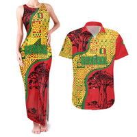Senegal Couples Matching Tank Maxi Dress and Hawaiian Shirt with Baobab Tree and African Tribal Pattern Design - Wonder Print Shop