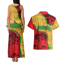 Senegal Couples Matching Tank Maxi Dress and Hawaiian Shirt with Baobab Tree and African Tribal Pattern Design - Wonder Print Shop