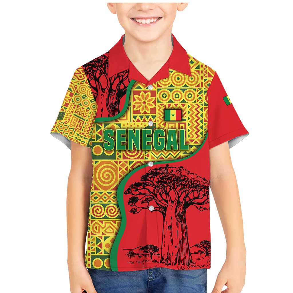 Senegal Family Matching Mermaid Dress and Hawaiian Shirt with Baobab Tree and African Tribal Pattern Design - Wonder Print Shop