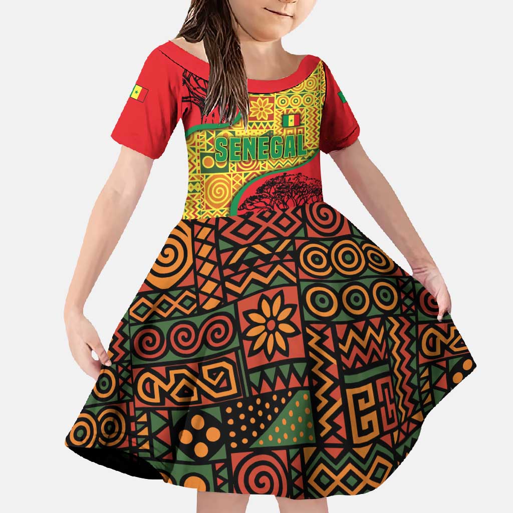 Senegal Family Matching Off Shoulder Maxi Dress and Hawaiian Shirt with Baobab Tree and African Tribal Pattern Design - Wonder Print Shop