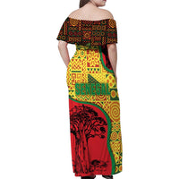 Senegal Family Matching Off Shoulder Maxi Dress and Hawaiian Shirt with Baobab Tree and African Tribal Pattern Design - Wonder Print Shop