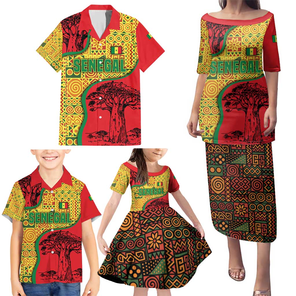 Senegal Family Matching Puletasi and Hawaiian Shirt with Baobab Tree and African Tribal Pattern Design - Wonder Print Shop