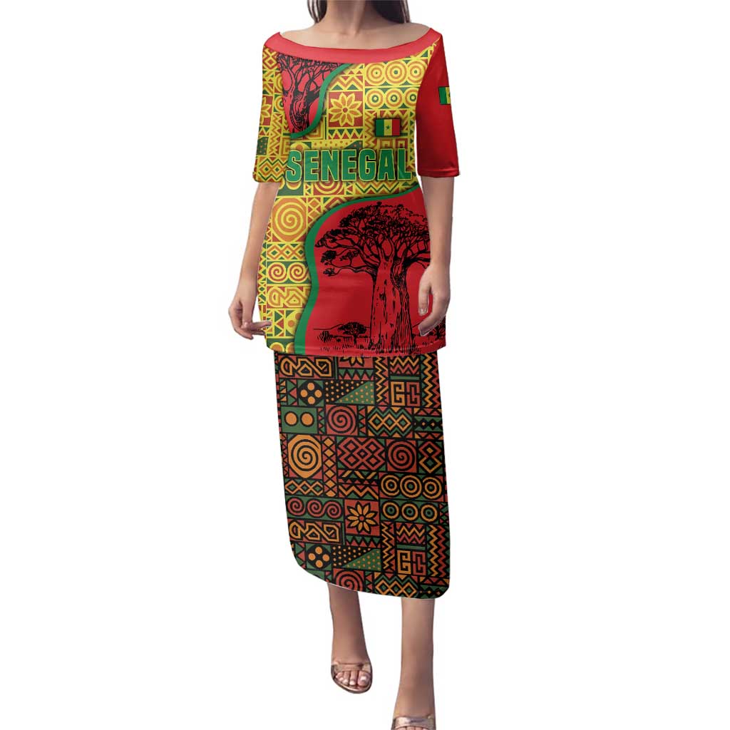 Senegal Family Matching Puletasi and Hawaiian Shirt with Baobab Tree and African Tribal Pattern Design - Wonder Print Shop