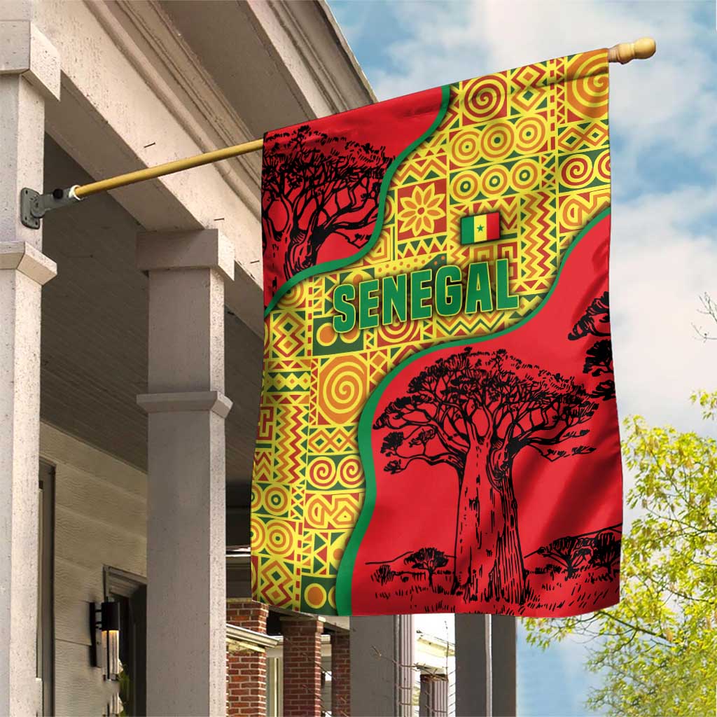 Senegal Garden Flag with Baobab Tree and African Tribal Pattern Design - Wonder Print Shop