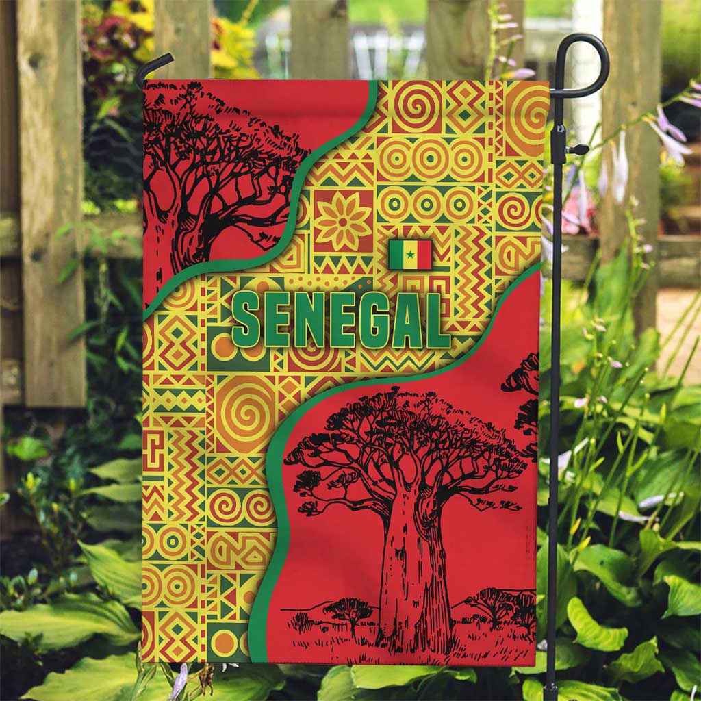 Senegal Garden Flag with Baobab Tree and African Tribal Pattern Design - Wonder Print Shop