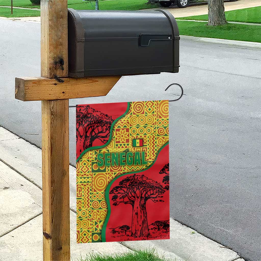 Senegal Garden Flag with Baobab Tree and African Tribal Pattern Design - Wonder Print Shop