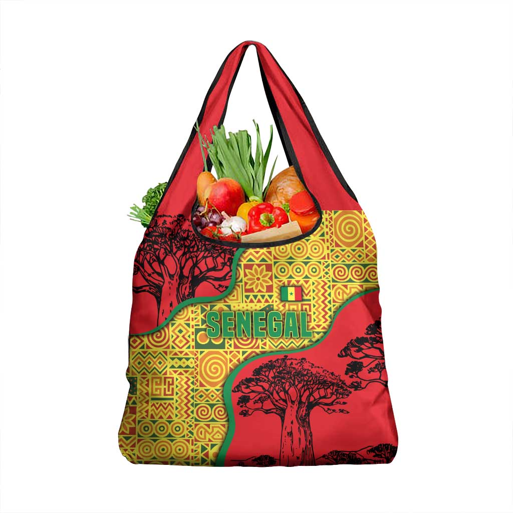 Senegal Grocery Bag with Baobab Tree and African Tribal Pattern Design - Wonder Print Shop